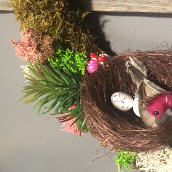 🍄NEW Spring/Summer Handmade Moss Bird, succulent Cottagecore Wreath🍄 - Picture 8 of 9